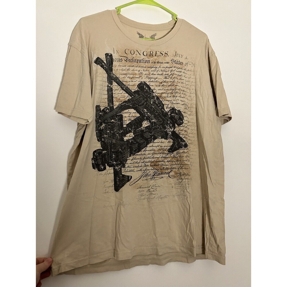 Apprime Men T-Shirt Large Beige The Constitution American Flag Adult Tee XL